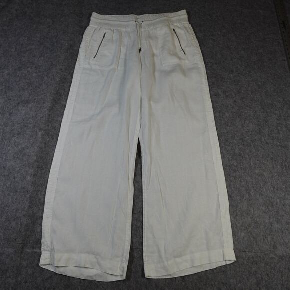 Athleta Pants Womens 16 Cabo Linen Wide Leg Pant White Beachy Relaxed Lagenlook - Picture 1 of 11